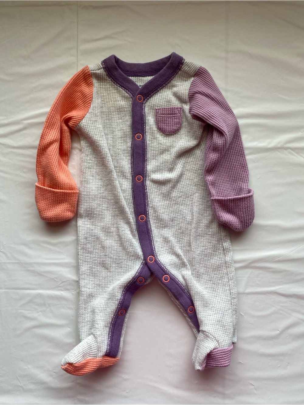 Carter's Newborn Colorblock Waffle Knit Sleep & Play Snap Footie Pajamas